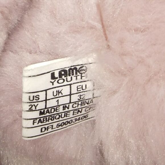 Lamo Girls Pre-owned Pink Suede, Sherpa Lined w/Bowtie Boots - sz. 2Y - Picture 5 of 5